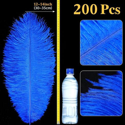 Tigeen 200 Pcs Ostrich Feathers Bulk, 12-14 Inch Large Natural Ostrich Feathers Plumes for Wedding Party Centerpieces DIY Crafts Vase Decorations (Black) in Kuwait