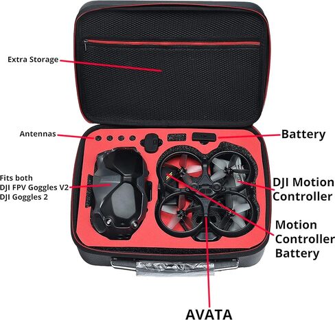 حقيبة مقاومة للماء من بيل تيك لدي جيه اي افاتا، حافظة مضادة للصدمات والعوامل الجوية، متوافقة مع مجموعة دي جيه اي افاتا فلاي مور من جي اي، تناسب نظارات دي جيه اي 2 و دي جيه اي FPV V2, أسود in Kuwait