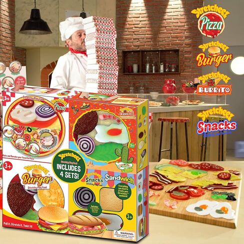 ناتشورا باوند مجموعة طعام لعب كومبو من ستريتشز تتضمن الهامبرغر والبيتزا والبوريتو والساندويتش - واقعية واسفنجية in Saudi Arabia