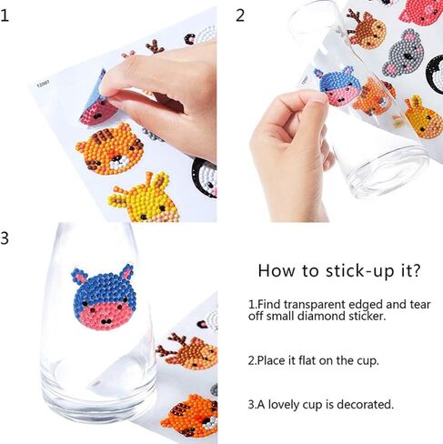 مجموعات ملصقات طلاء ألماس 5D DIY، 24 نوعًا من ملصقات فنية ماسية ثلاثية الأبعاد للحيوانات طلاء كرتوني بالأرقام ملصقات فسيفساء ماسية فنية ملصقات حرفية ماسية للأطفال DIY فسيفساء ماسية in Kuwait