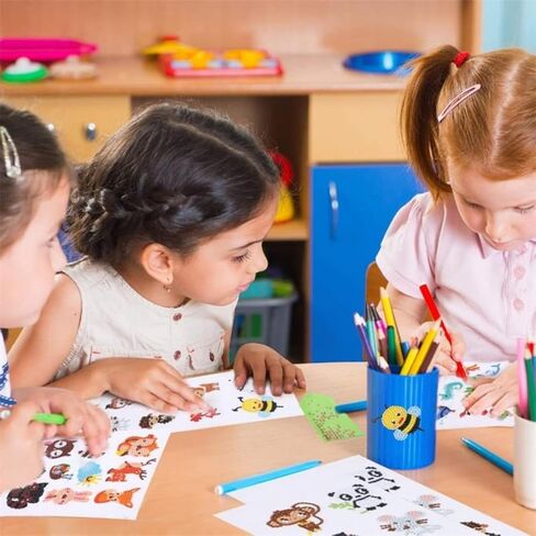 مجموعات ملصقات طلاء ألماس 5D DIY، 24 نوعًا من ملصقات فنية ماسية ثلاثية الأبعاد للحيوانات طلاء كرتوني بالأرقام ملصقات فسيفساء ماسية فنية ملصقات حرفية ماسية للأطفال DIY فسيفساء ماسية in Kuwait