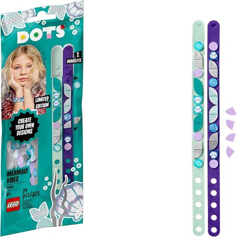 ليجو مجموعة اساور بتصميم حورية البحر 41909 من دوتس بتصميم ابداعي للاطفال، مجموعة اساور يدوية مبتكرة للاطفال، جديدة 2021 (34 قطعة) in Kuwait