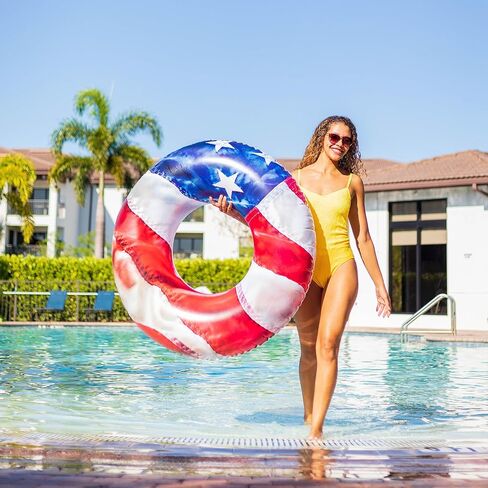 Poolcandy Stars & Stripes Pool Tube 48" - American Flag Swim Ring in Saudi Arabia