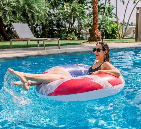 Poolcandy Stars & Stripes Pool Tube 48" - American Flag Swim Ring in Saudi Arabia