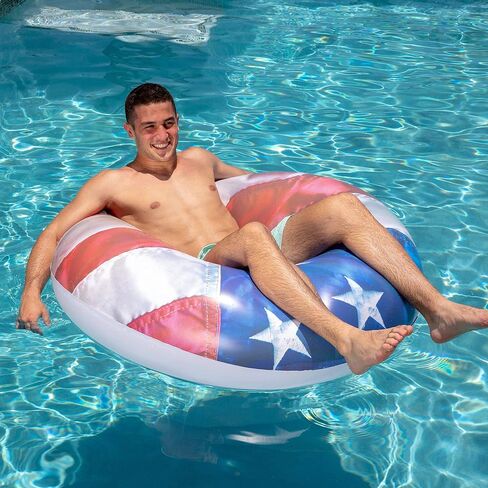 Poolcandy Stars & Stripes Pool Tube 48" - American Flag Swim Ring in Saudi Arabia