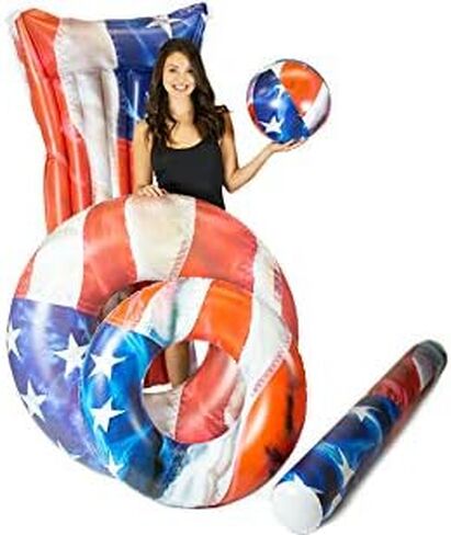 Poolcandy Stars & Stripes Pool Tube 48" - American Flag Swim Ring in Saudi Arabia