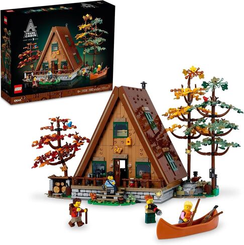 مجموعة عرض قابلة للتجميع من LEGO Ideas A-Frame Cabin 21338، مجموعة نماذج قابلة للبناء للبالغين، هدية لمحبي الطبيعة والهندسة المعمارية، تتضمن 4 شخصيات مصغرة قابلة للتخصيص و11 شخصية حيوانية in Saudi Arabia