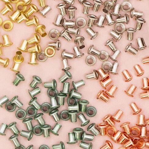 Craftelier - Pack of 50 Mini Metallic Eyelets Ideal for Scrapbooking and Crafting | Valid for Different Materials | Size Approx. Inner Diameter 3 mm and Outer Diameter 5 mm - Rose Gold Colour in Kuwait