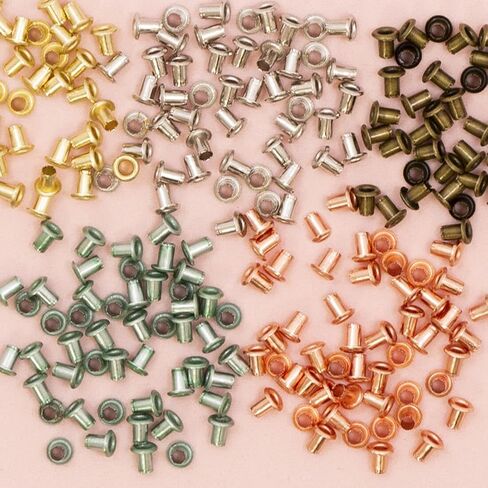Craftelier - Pack of 50 Mini Metallic Eyelets Ideal for Scrapbooking and Crafting | Valid for Different Materials | Size Approx. Inner Diameter 3 mm and Outer Diameter 5 mm - Rose Gold Colour in Kuwait