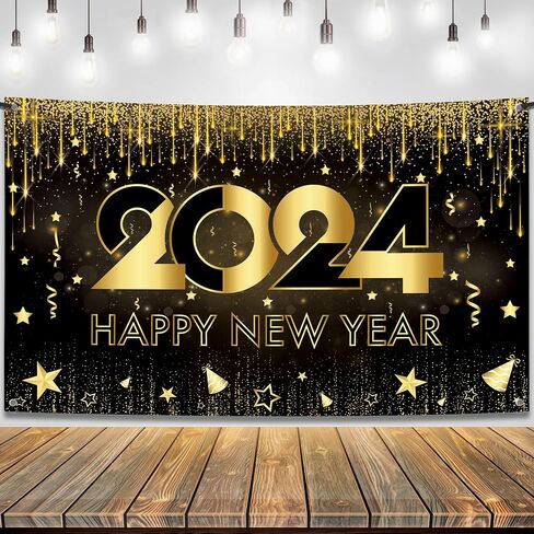 KatchOn, XtraLarge Happy New Year Banner - 72x44 Inch | New Years Backdrop for New Years Decorations 2024 | New Years Eve Banner for Happy New Year Decorations 2024 | New Years Eve Party Supplies 2024 in Saudi Arabia
