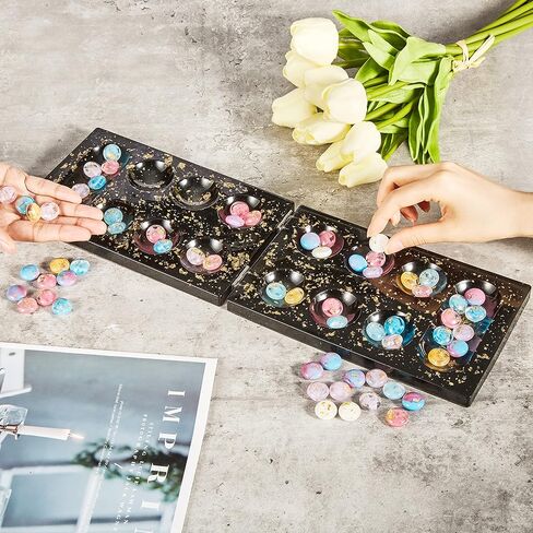 ISSEVE Mancala Board Game Resin Molds Set, Epoxy Silicone Resin Molds Kit with 2Pcs Mancala Board Silicone Molds 1Pc Mancala Stones Mold, Epoxy Molds for Resin Casting, DIY Family Party Board Games in Kuwait