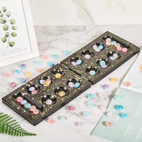 ISSEVE Mancala Board Game Resin Molds Set, Epoxy Silicone Resin Molds Kit with 2Pcs Mancala Board Silicone Molds 1Pc Mancala Stones Mold, Epoxy Molds for Resin Casting, DIY Family Party Board Games in Kuwait