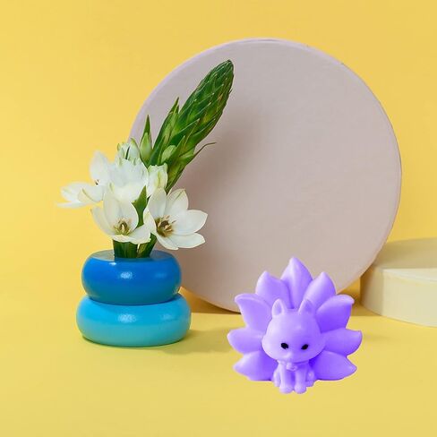 ONNPNN قطعتين من قالب شمع الثعلب ذو 9 ذيل، قوالب سيليكون ثلاثية الأبعاد على شكل ثعلب تسعة ذيل، قوالب أقراص سكرية على شكل حيوان، لتزيين سطح المكتب المصنوع يدويًا من راتنجات الإيبوكسي والجبس in Kuwait