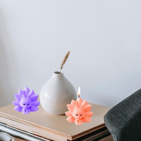 ONNPNN قطعتين من قالب شمع الثعلب ذو 9 ذيل، قوالب سيليكون ثلاثية الأبعاد على شكل ثعلب تسعة ذيل، قوالب أقراص سكرية على شكل حيوان، لتزيين سطح المكتب المصنوع يدويًا من راتنجات الإيبوكسي والجبس in Kuwait