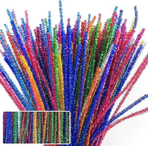 300Pcs Glitter Pipe Cleaners Tinsel Chenille Stems,10 Colors Metallic Pipe Cleaner for Creative Crafts Decorations,Tinsel Chenille Stems for for DIY Crafts, 6 mm x 12Inch in Kuwait