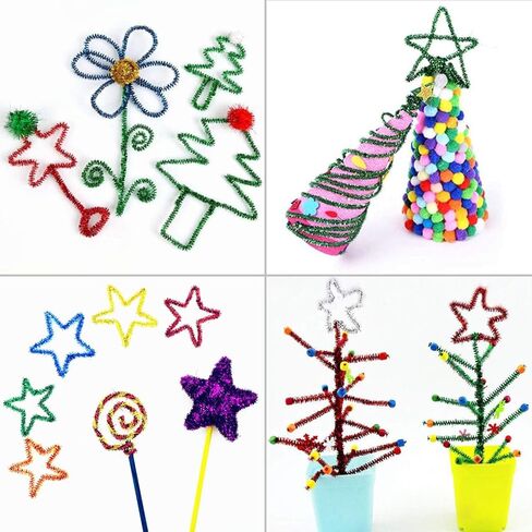 300Pcs Glitter Pipe Cleaners Tinsel Chenille Stems,10 Colors Metallic Pipe Cleaner for Creative Crafts Decorations,Tinsel Chenille Stems for for DIY Crafts, 6 mm x 12Inch in Kuwait