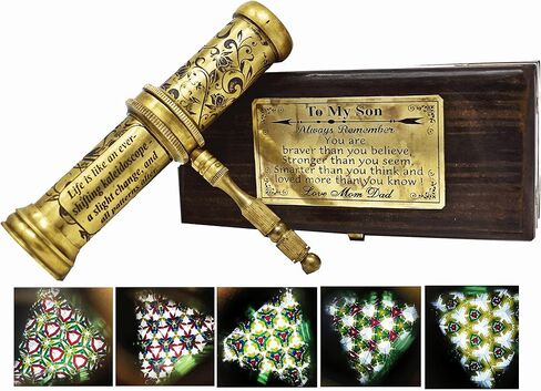 ايه اس هاندكرافتس مشكال نحاسي يدوي الصنع مع صندوق خشبي - هدية محفورة لابنتي - مظهر عتيق - لمسة نهائية عتيقة - مشكال للاطفال والاصدقاء والعائلة والاطفال - عدسة عاكسة ثلاثية الابعاد in Kuwait