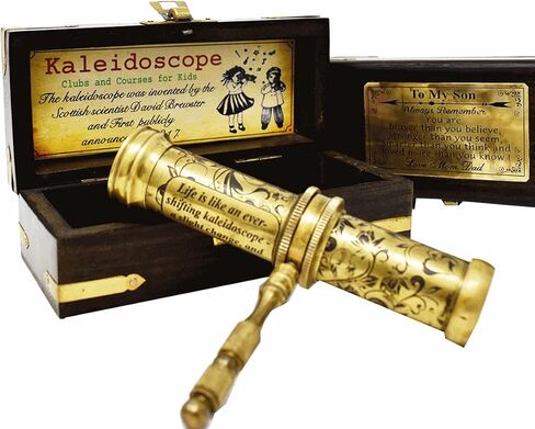 ايه اس هاندكرافتس مشكال نحاسي يدوي الصنع مع صندوق خشبي - هدية محفورة لابنتي - مظهر عتيق - لمسة نهائية عتيقة - مشكال للاطفال والاصدقاء والعائلة والاطفال - عدسة عاكسة ثلاثية الابعاد in Kuwait