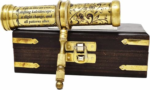 ايه اس هاندكرافتس مشكال نحاسي يدوي الصنع مع صندوق خشبي - هدية محفورة لابنتي - مظهر عتيق - لمسة نهائية عتيقة - مشكال للاطفال والاصدقاء والعائلة والاطفال - عدسة عاكسة ثلاثية الابعاد in Kuwait