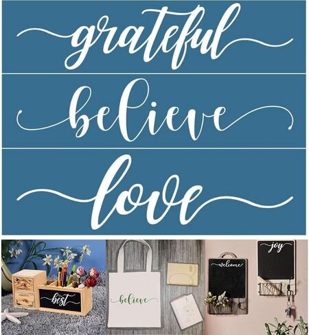 Alinacutle Hello Thankful Joy Silkscreen Stencil,Reusable Self-Adhesive Silk Screen Printing, Lettering Template,for Printing on Wood/Fabric/Paper, Home Decoration, 8.5" x 11" in Kuwait