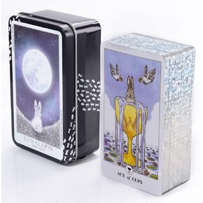 Atesswy The LunaLapin Tarot in A Tin: A Rider-Waite Style Tarot Deck with a Bunny Twist, Card Size: 4.06" x 2.36" (103mm x 60mm) in Kuwait