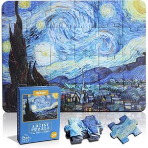 24 Pieces Da Vinci Mona Lisa Puzzle, Toddler Artist Puzzles for Kids Ages 3-5,4-6 Easy-an Intellectual Decompression Entertainment Game and Preschool Educational Learning Toys in Kuwait