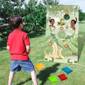 لافتة ألعاب القذف للأميرة والضفدع مع 4 أكياس فول، ألعاب ديكورات الأميرة تيانا للأطفال، لعبة القذف الداخلية والخارجية تحت عنوان الأميرة تيانا، مستلزمات حفلات أعياد الميلاد in Kuwait