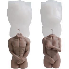 Kaxich 2Pcs Silicone Candle Molds Woman Man Body Shape Resin Molds Silicone Resin Casting Mould for Making Soap Epoxy Wax Candles DIY Crafts Gifts Home Decoration