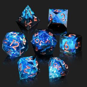 DND Dice Set Resin Sharp Edge Dice Set Handmade 7pcs Polyhedral Dice Set DND RPG MTG Role Playing Game Dice Set D&D Dice with Gift Case for DND Dungeons and Dragon (Yellow)
