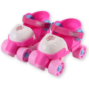 Grow-with-Me Easy Training Adjustable Inline Rollerskates - Quad-Style 4 Wheel Roller Skates for Kids, Toddler, and Children