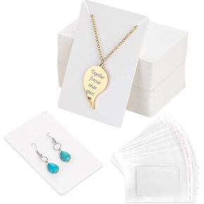 بطاقات القرط BFACCIA، 100 قطعة من بطاقات عرض القرط مع 200 كيس ذاتي الغلق من ورق الكرافت لبيع الأقراط وعرض المجوهرات، وبطاقات حامل القرط 3.5 × 2.4 بوصة (أسود) in Kuwait