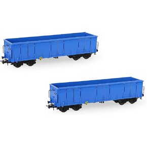 Evemodel 2pcs HO Scale High-Side Gondola Car 1:87 Railway Wagons Rollong Stock Container Carriage 1:87 Freight Car (Blue)