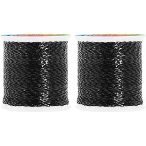 Mandala Crafts Black Metallic Embroidery Thread Set - Black Metallic Thread for Sewing Machine and Hand Decorative Sewing - 218 Yards 200M Black Thread for Embroidery Needle Work