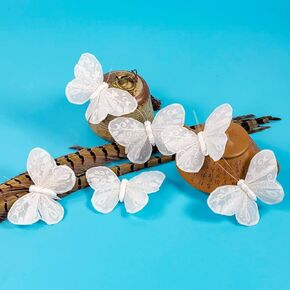 YCHTEWY- Artificial Butterfly for Decoration Silvery Ornament Tree Set of 12 with Wire Valentine's Day Gift Christmas and Wedding Decoration