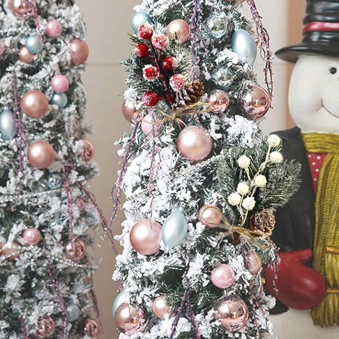 SUFUBAI 20 Pack Artificial Pine Picks, Christmas Berry Picks Mini Holly Stem Snowy Pine with Berries Pine Cones for Xmas Flower Arrangements Wreaths and Holiday Decorations Red+white, 15cm in Saudi Arabia