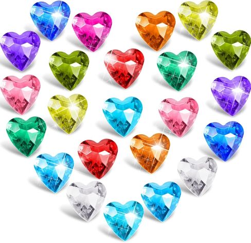 40 Pieces Big Size Treasure Diving Gemstones Underwater Vase Fillers Pool Toys Heart Shaped Gems Toys Summer Swimming Play Set Treasure Diving Toys Multicolored Acrylic Large Heart Party Game Prizes in Saudi Arabia