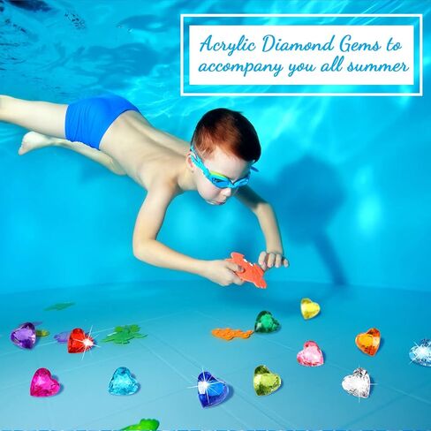 40 Pieces Big Size Treasure Diving Gemstones Underwater Vase Fillers Pool Toys Heart Shaped Gems Toys Summer Swimming Play Set Treasure Diving Toys Multicolored Acrylic Large Heart Party Game Prizes in Saudi Arabia