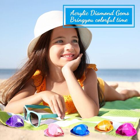 40 Pieces Big Size Treasure Diving Gemstones Underwater Vase Fillers Pool Toys Heart Shaped Gems Toys Summer Swimming Play Set Treasure Diving Toys Multicolored Acrylic Large Heart Party Game Prizes in Saudi Arabia