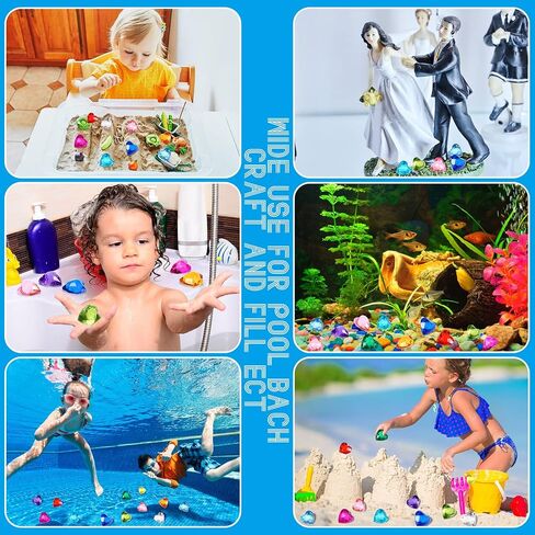 40 Pieces Big Size Treasure Diving Gemstones Underwater Vase Fillers Pool Toys Heart Shaped Gems Toys Summer Swimming Play Set Treasure Diving Toys Multicolored Acrylic Large Heart Party Game Prizes in Saudi Arabia