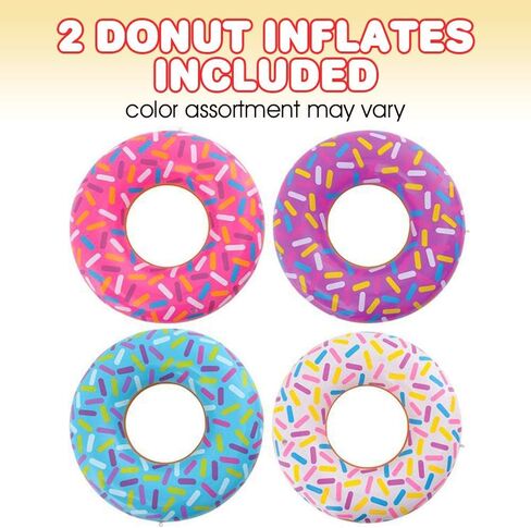 Inflatable Donut Pool Float for Kids, (Pack of 4) Colorful Sprinkle Donut Inflatables Tube in Assorted Designs, for Summer & Beach, Donut Birthday Party Decorations, Durable Water Pool Toys for Kids in Saudi Arabia