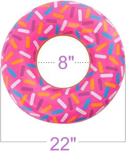 Inflatable Donut Pool Float for Kids, (Pack of 4) Colorful Sprinkle Donut Inflatables Tube in Assorted Designs, for Summer & Beach, Donut Birthday Party Decorations, Durable Water Pool Toys for Kids in Saudi Arabia