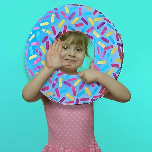 Inflatable Donut Pool Float for Kids, (Pack of 4) Colorful Sprinkle Donut Inflatables Tube in Assorted Designs, for Summer & Beach, Donut Birthday Party Decorations, Durable Water Pool Toys for Kids in Saudi Arabia