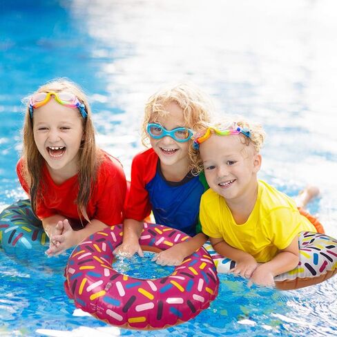 Inflatable Donut Pool Float for Kids, (Pack of 4) Colorful Sprinkle Donut Inflatables Tube in Assorted Designs, for Summer & Beach, Donut Birthday Party Decorations, Durable Water Pool Toys for Kids in Saudi Arabia