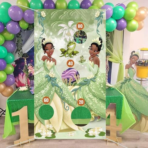 لافتة ألعاب القذف للأميرة والضفدع مع 4 أكياس فول، ألعاب ديكورات الأميرة تيانا للأطفال، لعبة القذف الداخلية والخارجية تحت عنوان الأميرة تيانا، مستلزمات حفلات أعياد الميلاد in Kuwait