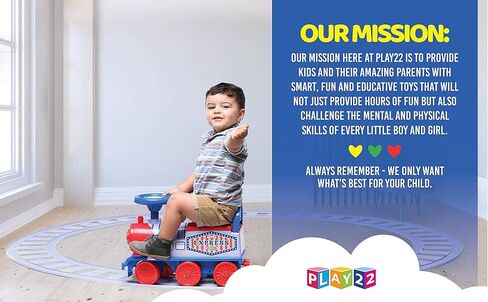 لعبة قطار ركوب كهربائي مع مسارات من بلاي 22 - قطار ركوب للأطفال الصغار من 1 إلى 3 سنوات يتميز بأضواء وامضة ممتعة وموسيقى، ومقعد تخزين، و16 مسارًا - يمكن اللعب بها بدون مسارات - ألعاب ركوب للأطفال in Kuwait
