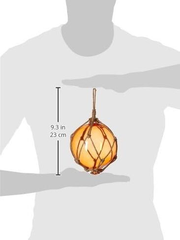 Hampton Nautical Amber Japanese Glass Ball Fishing Float with White Netting Decoration 12" in Kuwait