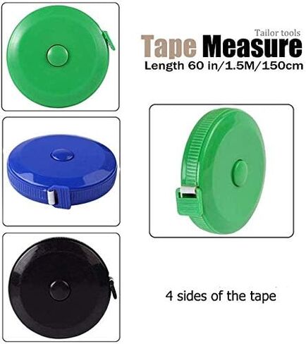 YXQSED صانعي الفساتين شريط قياس شريط القياس لقياس الجسم وشريط قياس الخياطة الصغيرة للخياطين 60 بوصة /150 سم-أخضر-أبيض-وردي in Kuwait