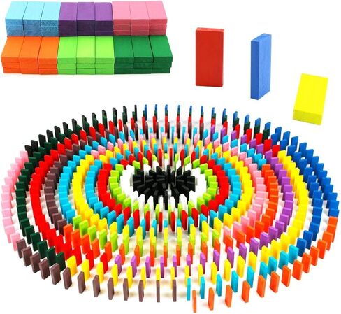 مكعبات دومينو خشبية ملونة 480 قطعة، لعبة سباق على شكل مكعبات دومينو لحفلات أعياد الميلاد in Kuwait