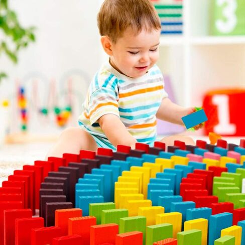 مكعبات دومينو خشبية ملونة 480 قطعة، لعبة سباق على شكل مكعبات دومينو لحفلات أعياد الميلاد in Kuwait