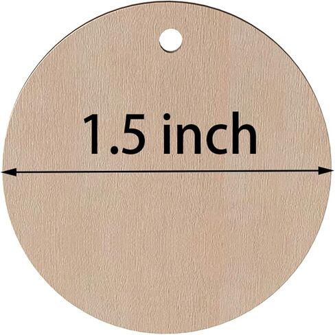 علامات خشبية دائرية مقاس 1.5 بوصة، دوائر خشبية مع فتحة للديكور المنزلي، 100 قطعة in Kuwait